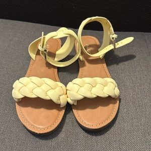 Ankle strap flat sandals. Aldo size 6.5 color is light yellow/cream